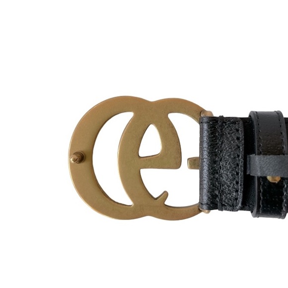 AUTHENTIC GUCCI WIDE LEATHER BELT WITH DOUBLE G BUCKLE SIZE 75 MSRP$778 AFTERTAX - Picture 4 of 16